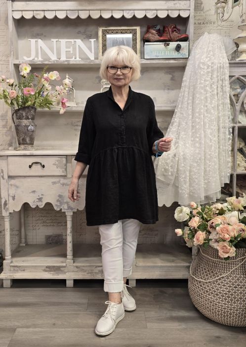 Grizas pellavatunika 52762 Musta tyylikäs ja romanttinen malli tuotekuva 3