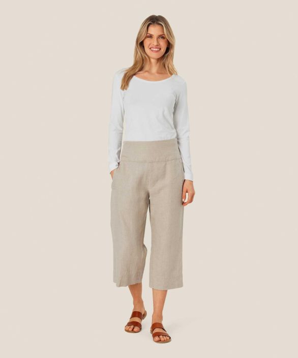 MASAI pellavahousut Pallas Natural luonnonpellavan variset pehmeat leveat housut Nauti rennosta eleganssista naissa