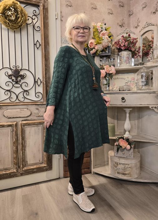 Grizas silkki tunika/mekko 51604 (616) Vihreä laadukasta silkkiä ajattomalla pallokuosilla tuotekuva 3