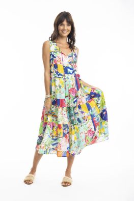 ESCAPE Escape mekko Kiana 30097 hihaton malli, värikäs pehmeä kangas