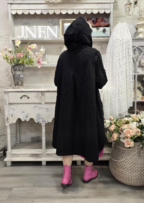 Grizas klassikko jakku 7331 Musta ihana hupullinen "taiteilijan" jakku tekstuurilla tuotekuva 6 Grizas klassikko jakku 7331 Musta ihana hupullinen "taiteilijan" jakku tekstuurilla tuotekuva 6