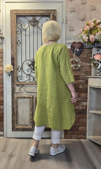 THING tunika/mekko 7148 Olive kaunis vihreä A-linjainen malli uniikilla helmalla tuotekuva 3