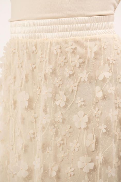 Capri Collection vuorattu hame Chateau Beige/puuteri ihana verkkohame kukilla tuotekuva 7