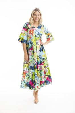 ORIENTIQUE Orientique mekko 40014 Elafonissi Upeaa värien loistoa pitkässä näyttävässä mekossa
