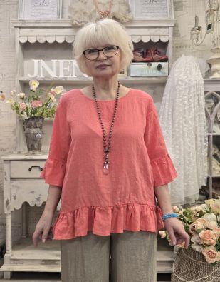 THING pellavapusero 7233 Light Faded Rose Koralli Mukava ja suloinen malli