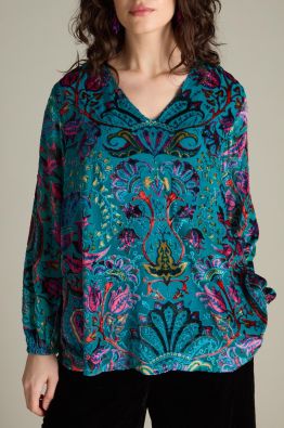 SAHARA Sahara paita GRT6615 Winter Paisley Devore ihana sametti kuosi viskoosissa