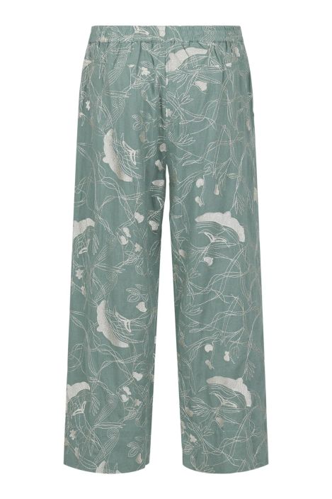 NOEN housut 81442 Kaunis vihreä päälle ommeltu kuosi kiiltävästä langasta tuotekuva 1 NOEN housut 81442 Kaunis vihreä päälle ommeltu kuosi kiiltävästä langasta tuotekuva 1