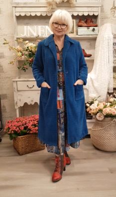 TIA TIA kangastakki 77654 Kaunis sininen ihanan tuntuinen hieman pörröinen kangastakki