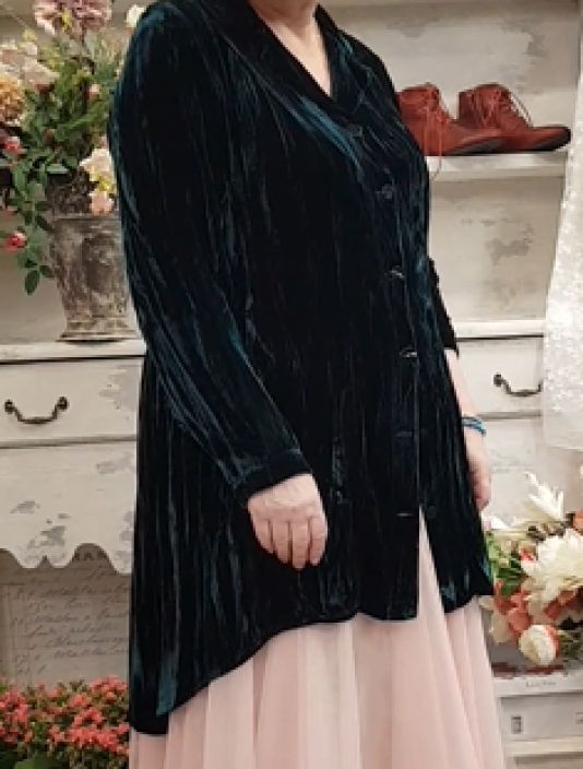 Grizas jakku CR71337 (616) Petroli upea juhlava rypytetty tekstuurinen viskoosi/silkki kangas tuotekuva 2