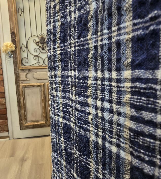 THING tunika 7194 Navy tummansininen tyylikäs ruutukuosi ihanassa sekoituksessa luonnonkuituja tuotekuva 5