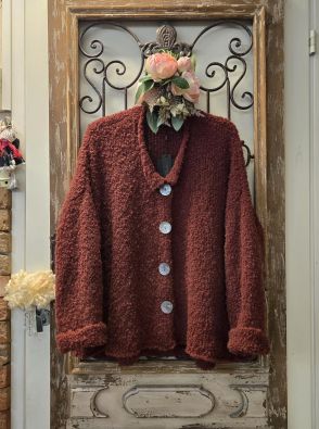 GRIZAS Grizas buklee neulejakku 6668 Terracotta ihana teddykangasmainen kudos KÄSINTEHTY