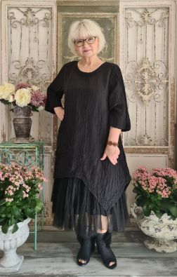 GRIZAS Grizas tunika 5134 (Musta) Ihana silkki pellava malliston klassikko tunika