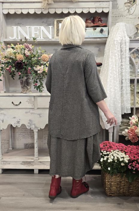 THING tunika 7082 Anthracite Musta/beige tilava tunika ruutukuosilla tuotekuva 3