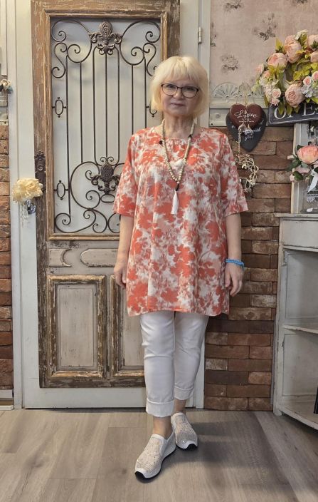 THING tunika 7213 Faded rose / koralli kaunis  hento kukkakuosi tuotekuva 1