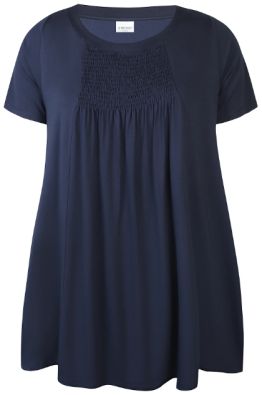 ZHENZI Zhenzi trikootunika Livia 723 Navy tummansininen tilava malli edestä resorilla ja rypytyksillä
