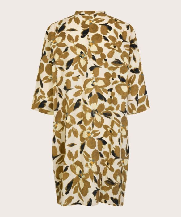 MASAI tunika/jakku Iosetta Dull Gold Tama kuviollinen paitamekko pehmeasta viskoosista antaa sinulle tinkimattoman