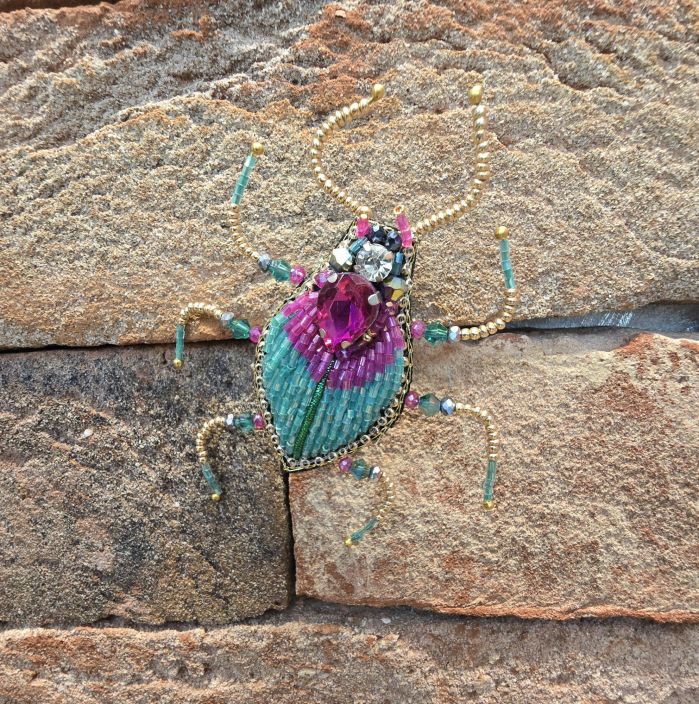 Erfurt koriste ötökkä hakaneulalla, käsityötä Vaaleanpunainen/Vihertävä kuoriainen tuotekuva 2