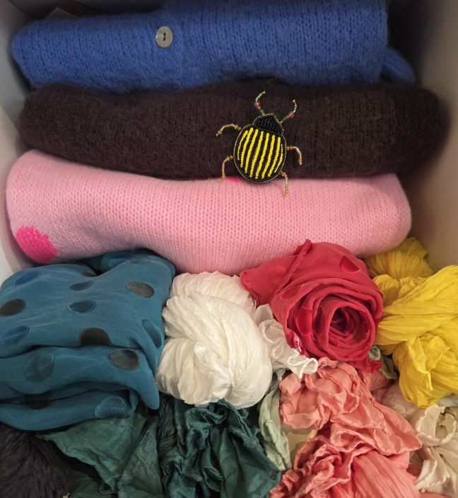 Erfurt koriste ötökkä hakaneulalla, käsityötä Musta/keltainen raita kuoriainen tuotekuva 4