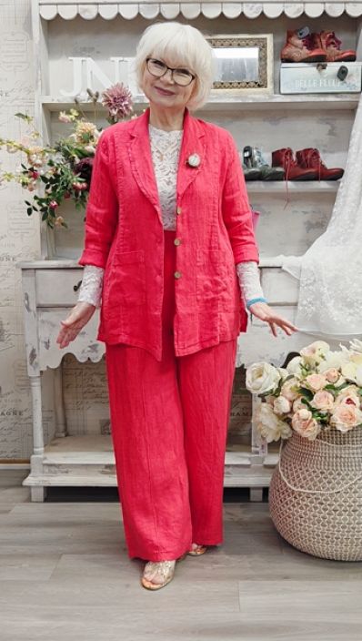 Boheme pellavajakku B13170 Kaunis punainen, pidempi tyylikäs malli tuotekuva 1