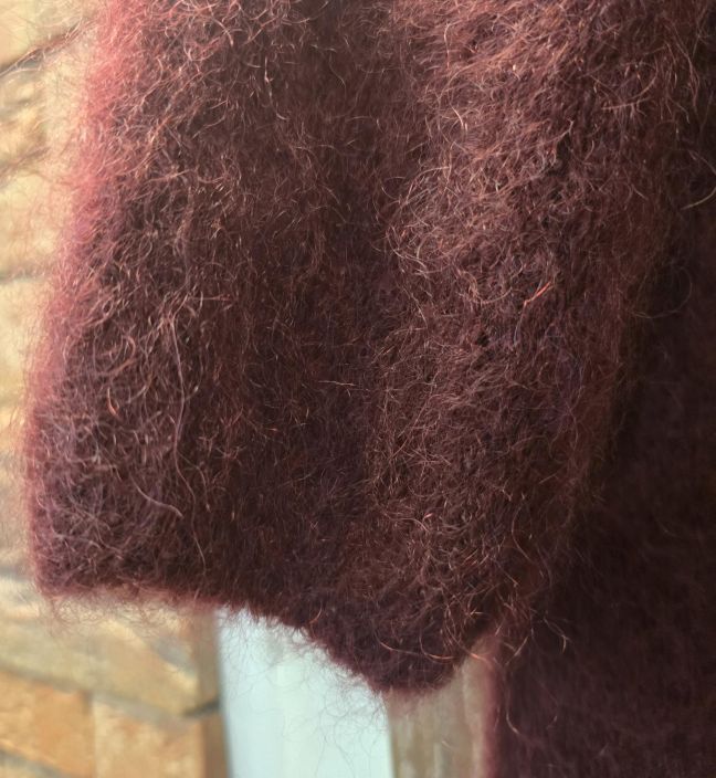 Hug Me pitkä neulejakku Viininpunainen pehmeä mohair kangas pitää sinut lämpimänä tuotekuva 2