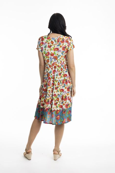 Orientique mekko 61670 Carvalho printti värikäs napeilla edestä tuotekuva 5
