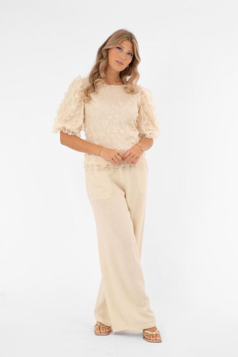 Capri Collection pusero Chateau Beige/puuteri ihana verkkopaita kukilla tuotekuva 5