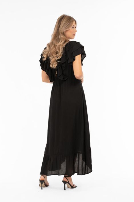 Capri Collection mekko Empire Musta tyylikäs viskoosi röyhelöillä tuotekuva 4 Capri Collection mekko Empire Musta tyylikäs viskoosi röyhelöillä tuotekuva 4