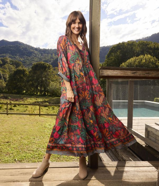 Escape mekko 91292 Samos monivärinen kuosi syksyn sävyissä tuotekuva 5