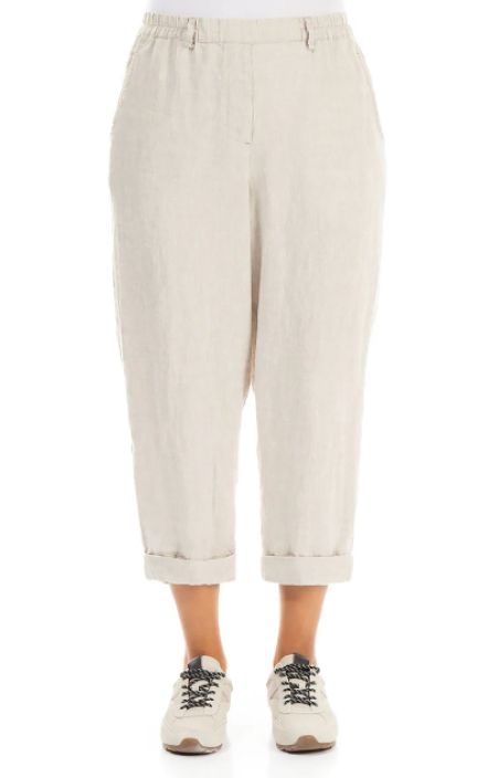 Grizas pellavahousut 3713 Natural pellava Vyötäröllä resori takaamassa istuvuuden tuotekuva 3 Grizas pellavahousut 3713 Natural pellava Vyötäröllä resori takaamassa istuvuuden tuotekuva 3