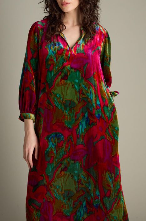 Sahara mekko TKD6589 Velvet Botanicais samettinen mekko syksyn väreissä tuotekuva 2