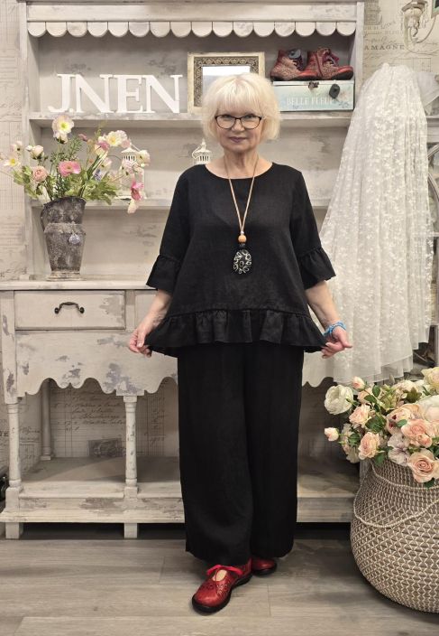 THING pellavapusero 7233 Musta Mukava ja suloinen malli tuotekuva 1