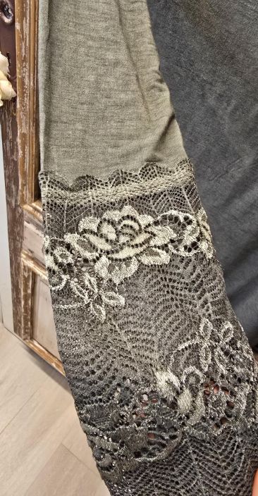 Marta du Château Murrettu vihreä paita pitsi hihojensuilla kaunis aluspaita joustavasta viskoosista tuotekuva 2