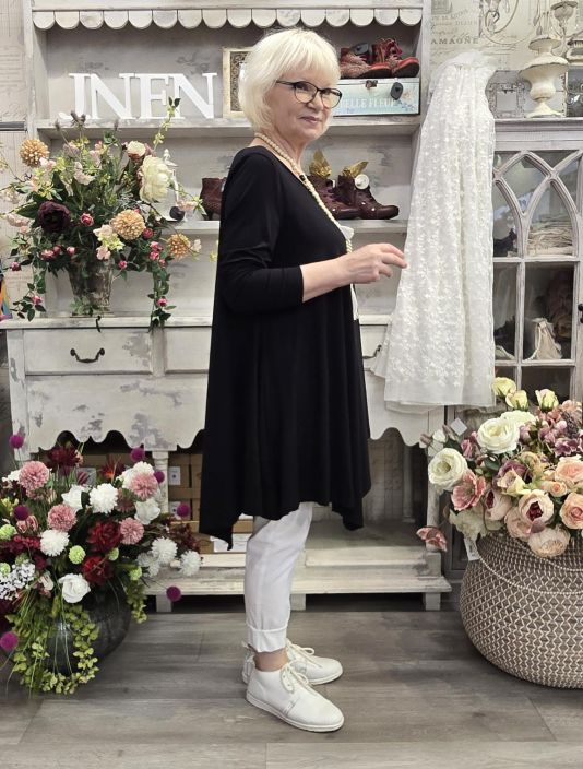 THING tunika 5304 Musta Bambu trikoo kaunis epätasainen helma tuotekuva 3