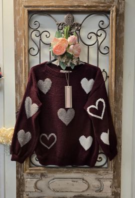 MARTA DU CHÂTEAU Marta du Château ihanan mukava sydänkuosi neule Amarante 64023 Wine viininpunainen