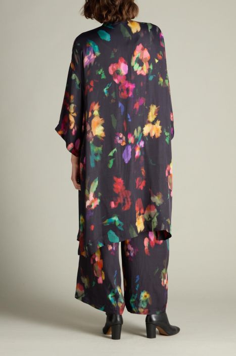 Sahara kimono tyylinen jakku MTJ6412 Abstract Painterly Floral ilman kevyt viskoosi taiteellisella kuosilla tuotekuva 3