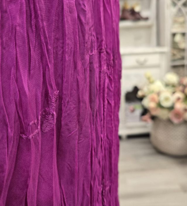 NOEN mekko 88645 Fuksia rypytetty kangas kukilla tuotekuva 7