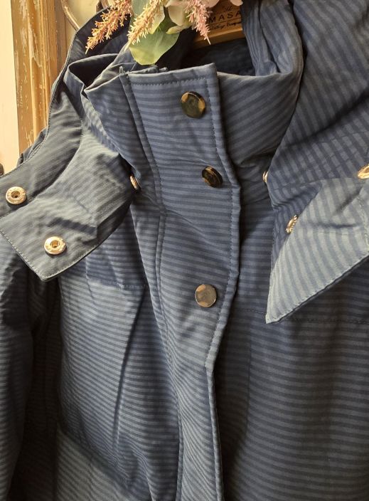 MASAI untuvatakki Torinne Navy Blazer pitkä tyylikäs raidallinen takki tuotekuva 1