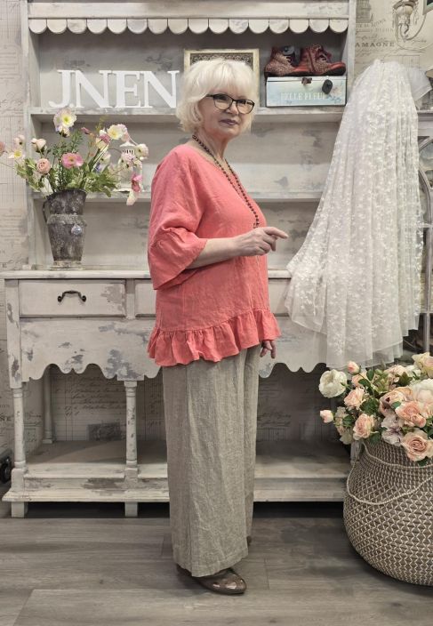 THING pellavapusero 7233 Light Faded Rose Koralli Mukava ja suloinen malli tuotekuva 3