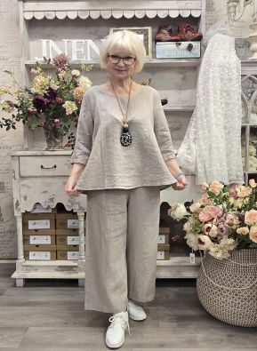 Blueberry pellavapaita 26201 Beige rento ja helppo paita