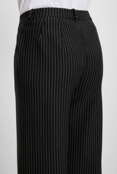 Laure housut Donna raidalliset mustat Loose jersey harjattu ja medium pituus tuotekuva 3