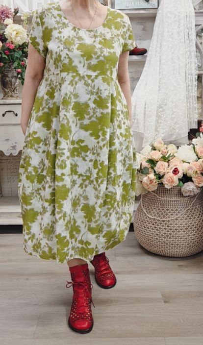 THING mekko 7215 Olive kaunis vihreä hento kukkakuosi tuotekuva 4