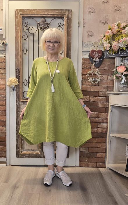 THING tunika/mekko 7148 Olive kaunis vihreä A-linjainen malli uniikilla helmalla tuotekuva 1