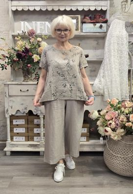 Blueberry pellavapaita 9758 Beige pehmeä lehtikuosi