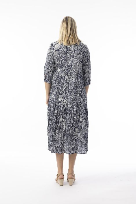 Orientique mekko 40222 Aksharay Navy tummansininen pehmeä klassikko puuvillasta tuotekuva 3