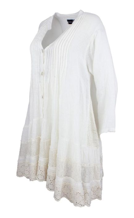 Boheme pellavatunika/mekko B13028 romanttinen pitsihelma tuotekuva 2