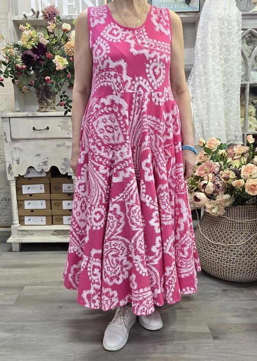 Blueberry mekko 26277 Fuchsia pinkki näyttävä helma hihaton puuvilla tuotekuva 5