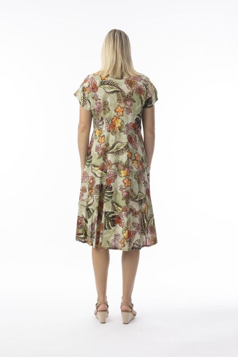 Orientique mekko 20105 Lima Olive kauniissa vihreän sävyissä kesämekko tuotekuva 2