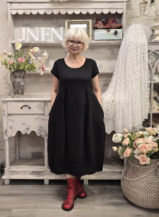 THING pellavamekko 7238 Musta tulppaanihelma pitkä tuotekuva 3