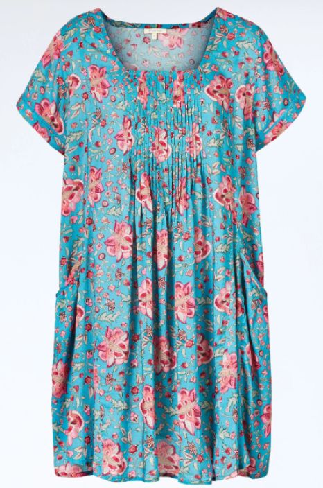 Himalaya tunika Ilka Vintage Flower Blue värikäs graafinen painatus ja laskostetut yksityiskohdat tuotekuva 5 Himalaya tunika Ilka Vintage Flower Blue värikäs graafinen painatus ja laskostetut yksityiskohdat tuotekuva 5