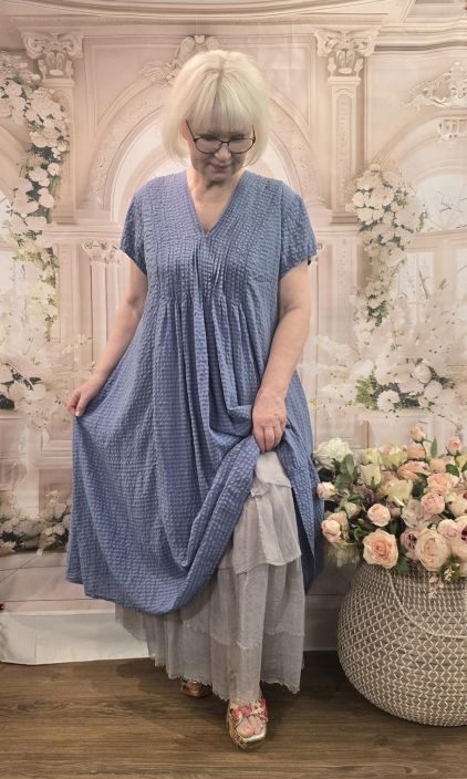 Grizas mekko 5709 raidat, harmahtava sininen (604) ihana raidallinen malli tuotekuva 6
